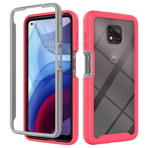Custodia Silicone Trasparente Laterale 360 Gradi Cover per Motorola Moto G Power (2021) Rosso