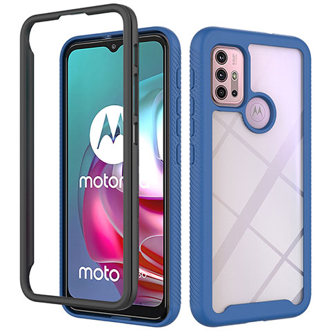 Custodia Silicone Trasparente Laterale 360 Gradi Cover per Motorola Moto G10 Power Blu