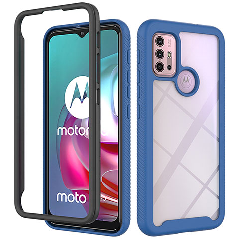 Custodia Silicone Trasparente Laterale 360 Gradi Cover per Motorola Moto G20 Blu