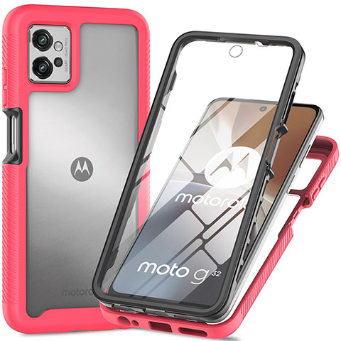Custodia Silicone Trasparente Laterale 360 Gradi Cover per Motorola Moto G32 Rosa Caldo