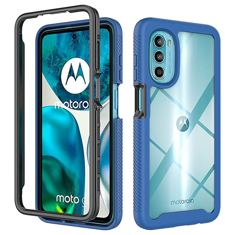 Custodia Silicone Trasparente Laterale 360 Gradi Cover per Motorola Moto G71s 5G Blu