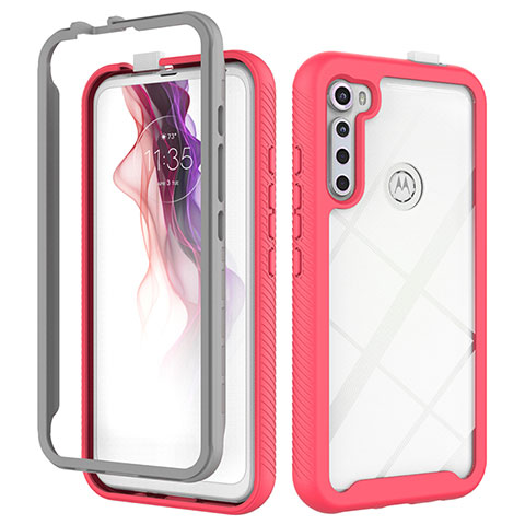 Custodia Silicone Trasparente Laterale 360 Gradi Cover per Motorola Moto One Fusion Plus Rosa Caldo