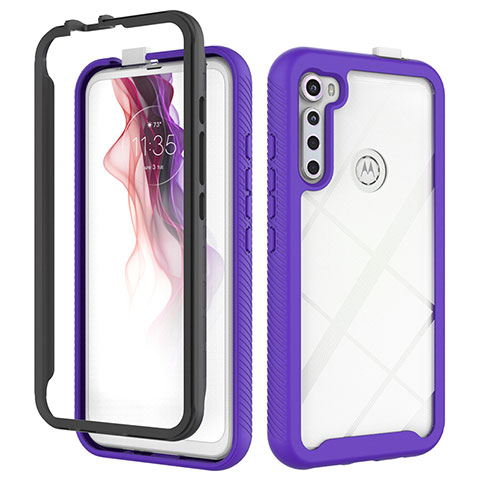 Custodia Silicone Trasparente Laterale 360 Gradi Cover per Motorola Moto One Fusion Plus Viola