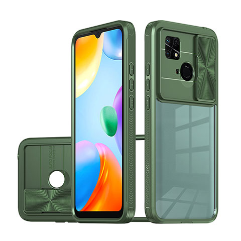 Custodia Silicone Trasparente Laterale 360 Gradi Cover QW1 per Xiaomi Redmi 10C 4G Verde