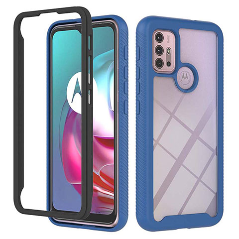 Custodia Silicone Trasparente Laterale 360 Gradi Cover YB2 per Motorola Moto G30 Blu