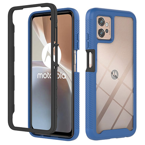 Custodia Silicone Trasparente Laterale 360 Gradi Cover YB2 per Motorola Moto G32 Blu