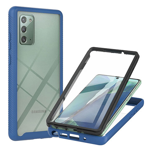 Custodia Silicone Trasparente Laterale 360 Gradi Cover YB2 per Samsung Galaxy Note 20 5G Blu