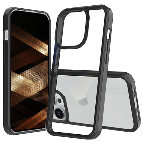 Custodia Silicone Trasparente Laterale 360 Gradi Cover ZJ1 per Apple iPhone 14 Pro Nero