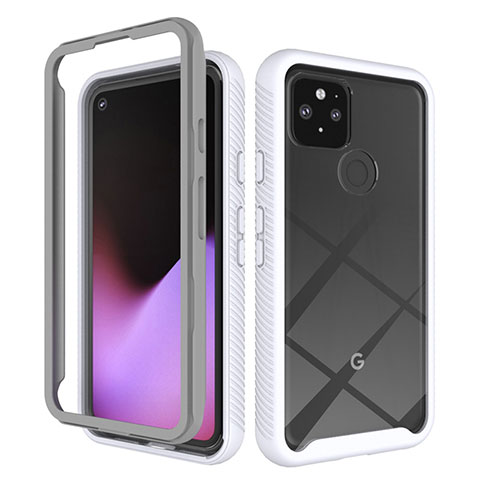 Custodia Silicone Trasparente Laterale 360 Gradi Cover ZJ1 per Google Pixel 5 Bianco