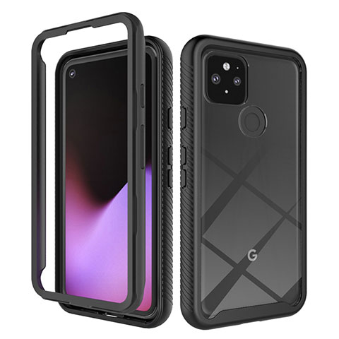 Custodia Silicone Trasparente Laterale 360 Gradi Cover ZJ1 per Google Pixel 5 Nero