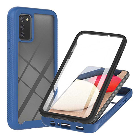 Custodia Silicone Trasparente Laterale 360 Gradi Cover ZJ1 per Samsung Galaxy A02s Blu