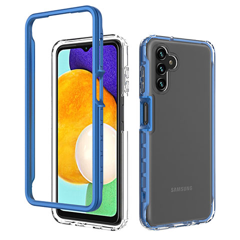Custodia Silicone Trasparente Laterale 360 Gradi Cover ZJ1 per Samsung Galaxy A04s Blu