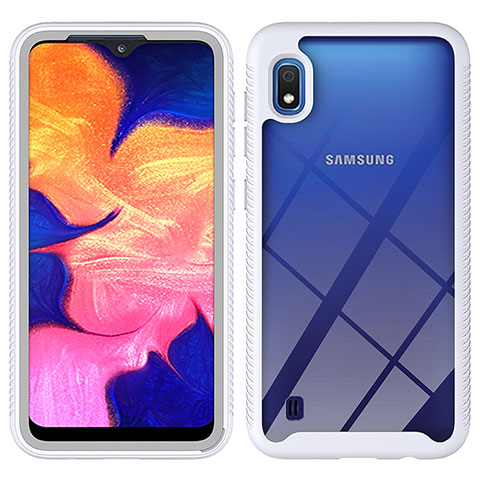 Custodia Silicone Trasparente Laterale 360 Gradi Cover ZJ1 per Samsung Galaxy A10 Bianco
