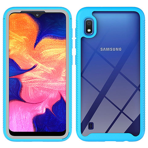 Custodia Silicone Trasparente Laterale 360 Gradi Cover ZJ1 per Samsung Galaxy A10 Cielo Blu