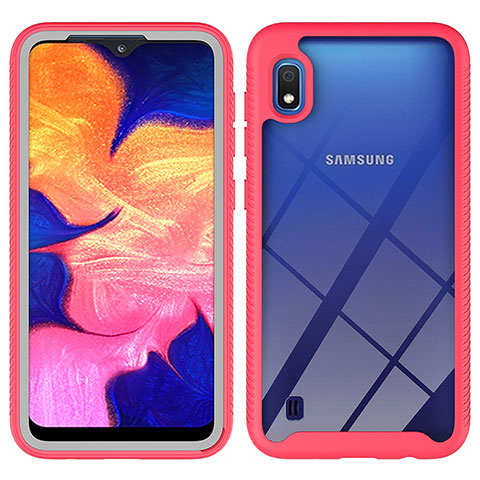 Custodia Silicone Trasparente Laterale 360 Gradi Cover ZJ1 per Samsung Galaxy A10 Rosa Caldo