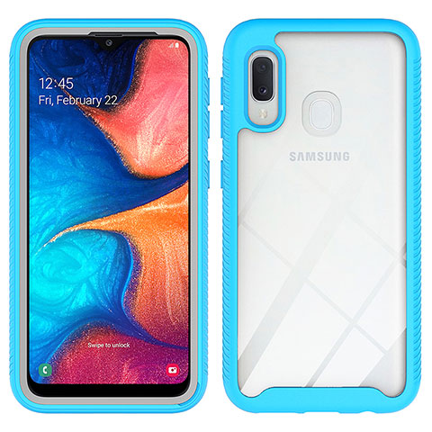 Custodia Silicone Trasparente Laterale 360 Gradi Cover ZJ1 per Samsung Galaxy A20e Cielo Blu