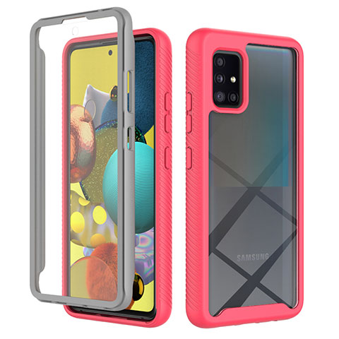 Custodia Silicone Trasparente Laterale 360 Gradi Cover ZJ1 per Samsung Galaxy A51 4G Rosa Caldo