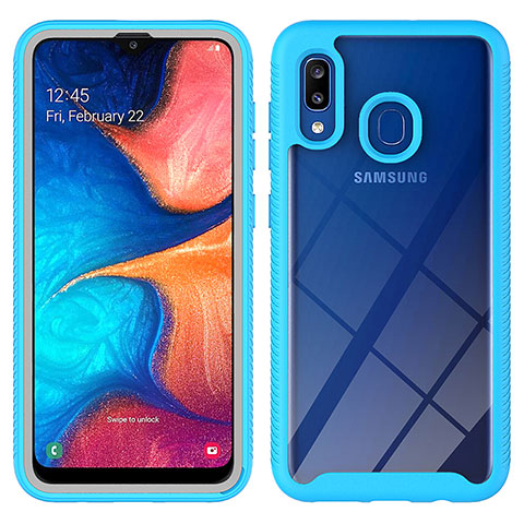 Custodia Silicone Trasparente Laterale 360 Gradi Cover ZJ1 per Samsung Galaxy M10S Cielo Blu