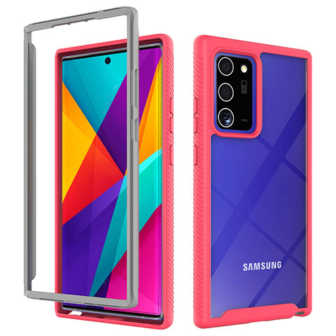 Custodia Silicone Trasparente Laterale 360 Gradi Cover ZJ1 per Samsung Galaxy Note 20 Ultra 5G Rosa Caldo