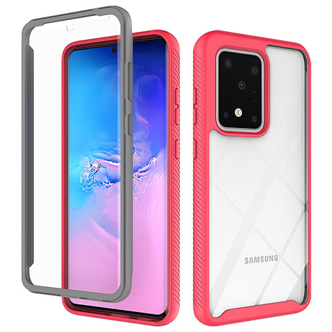 Custodia Silicone Trasparente Laterale 360 Gradi Cover ZJ1 per Samsung Galaxy S20 Ultra Rosa Caldo