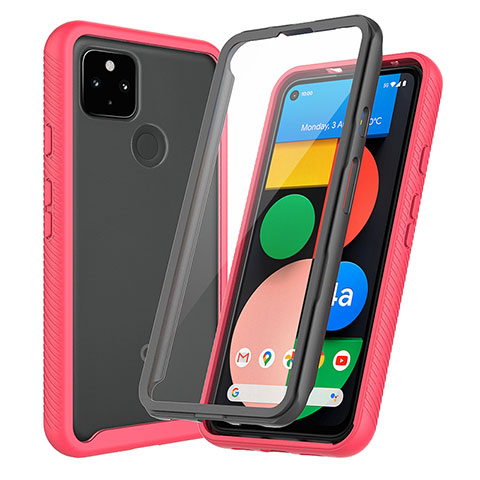 Custodia Silicone Trasparente Laterale 360 Gradi Cover ZJ3 per Google Pixel 4a 5G Rosso