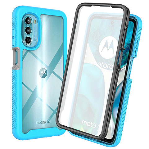 Custodia Silicone Trasparente Laterale 360 Gradi Cover ZJ3 per Motorola MOTO G52 Cielo Blu