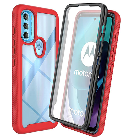 Custodia Silicone Trasparente Laterale 360 Gradi Cover ZJ3 per Motorola Moto G71 5G Rosso