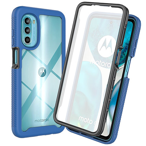 Custodia Silicone Trasparente Laterale 360 Gradi Cover ZJ3 per Motorola Moto G82 5G Blu