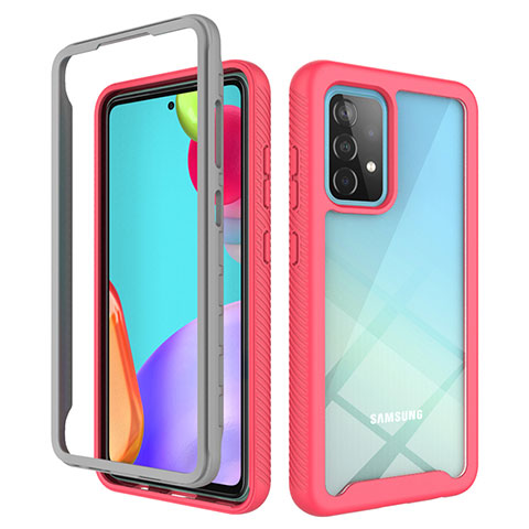 Custodia Silicone Trasparente Laterale 360 Gradi Cover ZJ3 per Samsung Galaxy A52 5G Rosa Caldo