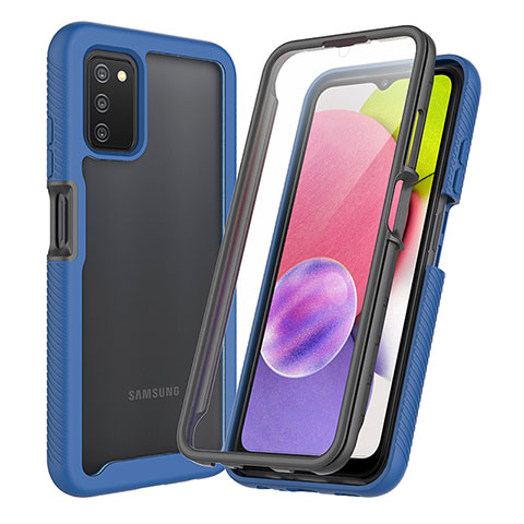 Custodia Silicone Trasparente Laterale 360 Gradi Cover ZJ3 per Samsung Galaxy M02s Blu