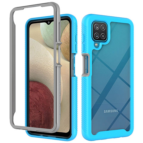 Custodia Silicone Trasparente Laterale 360 Gradi Cover ZJ3 per Samsung Galaxy M12 Cielo Blu