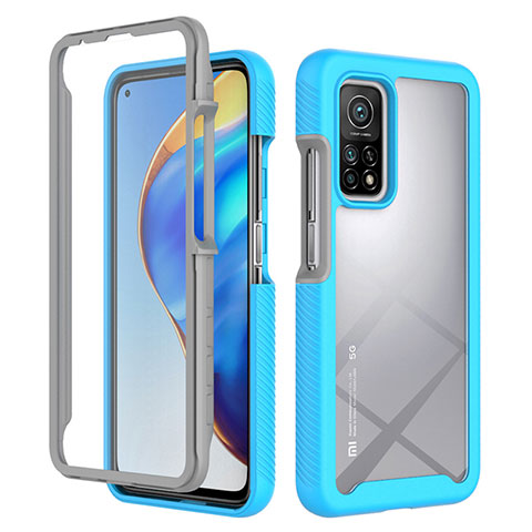 Custodia Silicone Trasparente Laterale 360 Gradi Cover ZJ4 per Xiaomi Mi 10T Pro 5G Cielo Blu