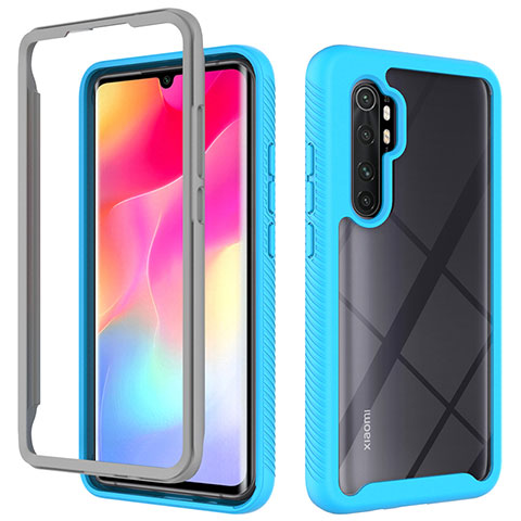 Custodia Silicone Trasparente Laterale 360 Gradi Cover ZJ4 per Xiaomi Mi Note 10 Lite Cielo Blu