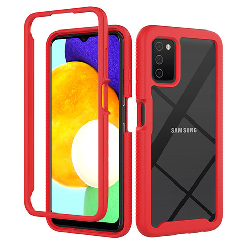 Custodia Silicone Trasparente Laterale 360 Gradi Cover ZJ5 per Samsung Galaxy A02s Rosso