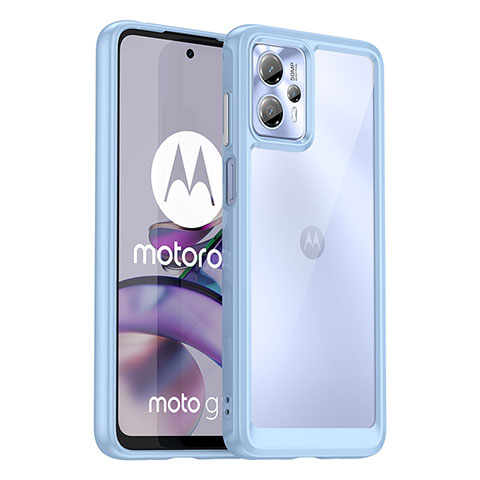 Custodia Silicone Trasparente Laterale Cover J01S per Motorola Moto G13 Azzurro