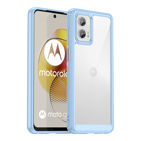 Custodia Silicone Trasparente Laterale Cover J01S per Motorola Moto G73 5G Blu