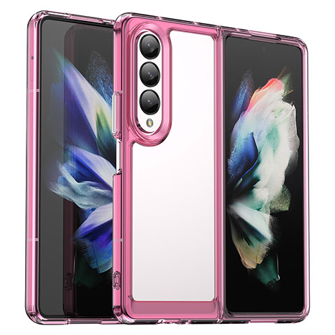 Custodia Silicone Trasparente Laterale Cover J02S per Samsung Galaxy Z Fold4 5G Oro Rosa