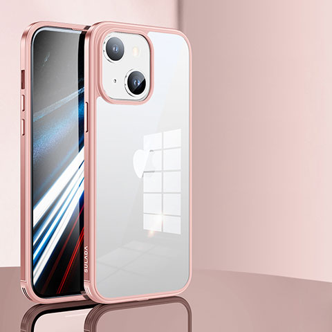 Custodia Silicone Trasparente Laterale Cover LD1 per Apple iPhone 14 Plus Oro Rosa