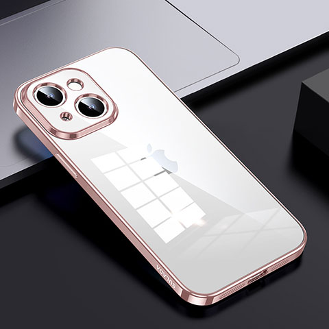 Custodia Silicone Trasparente Laterale Cover LD2 per Apple iPhone 14 Plus Oro Rosa