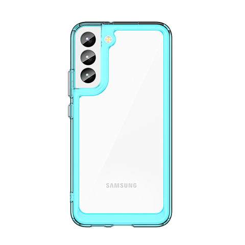 Custodia Silicone Trasparente Laterale Cover M03 per Samsung Galaxy S21 5G Ciano