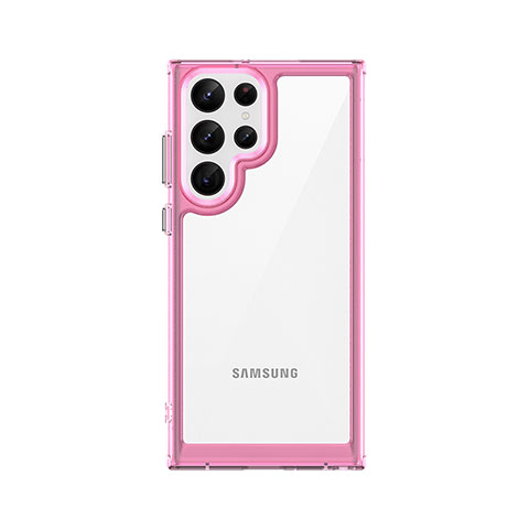 Custodia Silicone Trasparente Laterale Cover M03 per Samsung Galaxy S21 Ultra 5G Oro Rosa
