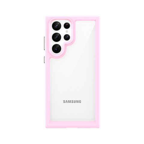 Custodia Silicone Trasparente Laterale Cover M03 per Samsung Galaxy S21 Ultra 5G Rosa