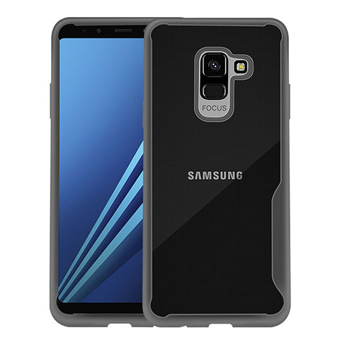 Custodia Silicone Trasparente Laterale per Samsung Galaxy A8+ A8 Plus (2018) Duos A730F Nero