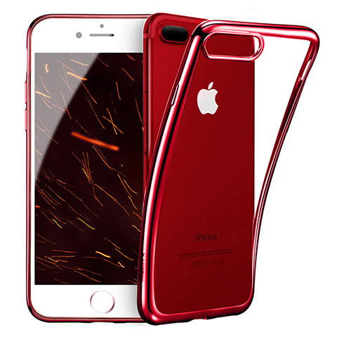 Custodia Silicone Trasparente Laterale T01 per Apple iPhone 8 Plus Rosso
