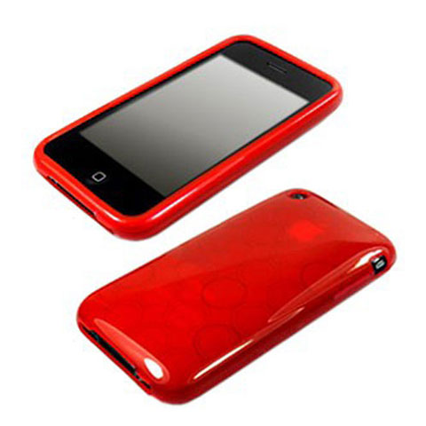 Custodia Silicone Trasparente Morbida Cerchio per Apple iPhone 3G 3GS Rosso