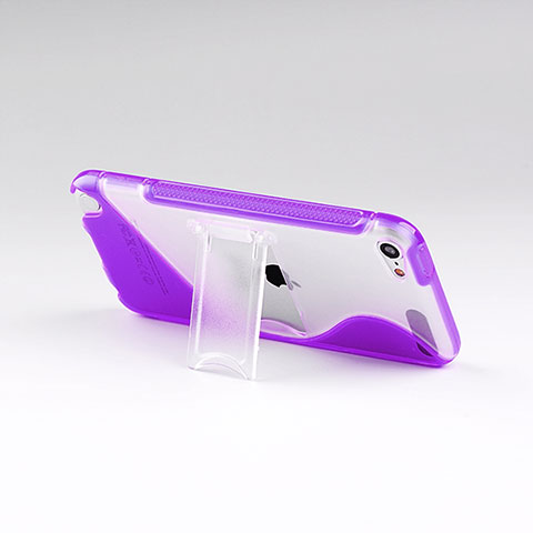 Custodia Silicone Trasparente Morbida S-Line con Supporto per Apple iPod Touch 5 Viola