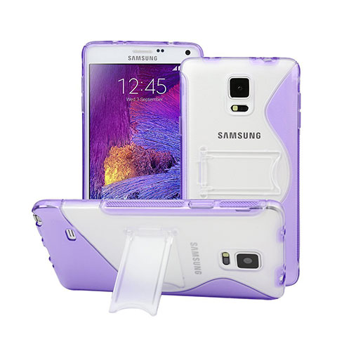 Custodia Silicone Trasparente Morbida S-Line con Supporto per Samsung Galaxy Note 4 SM-N910F Viola