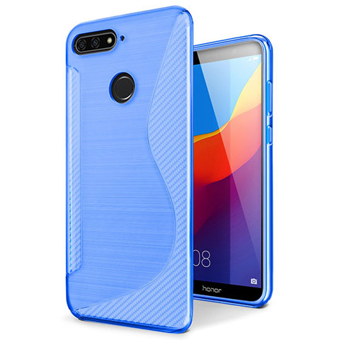 Custodia Silicone Trasparente Morbida S-Line Cover per Huawei Y6 Prime (2018) Blu