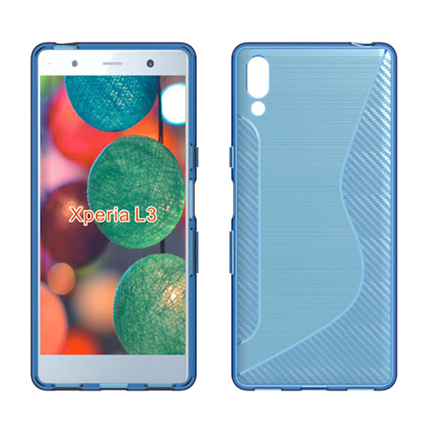 Custodia Silicone Trasparente Morbida S-Line Cover per Sony Xperia L3 Blu