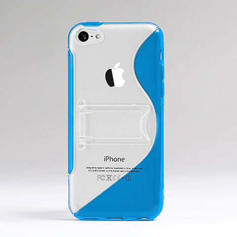 Custodia Silicone Trasparente Morbida S-Line per Apple iPhone 5C Blu